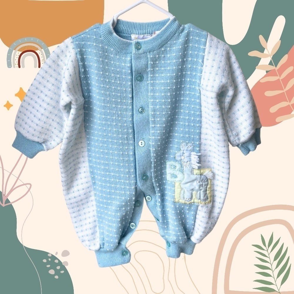 80s Vintage Small Stars Knit One Piece  Suit